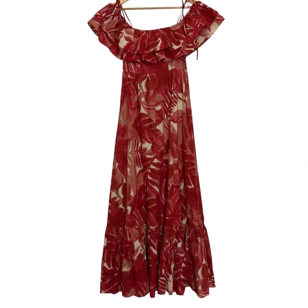 NWT Zara Blogger Fave Maxi Dress Red Ruffle Off Shoulder Summer Wedding Size XS - Picture 11 of 15